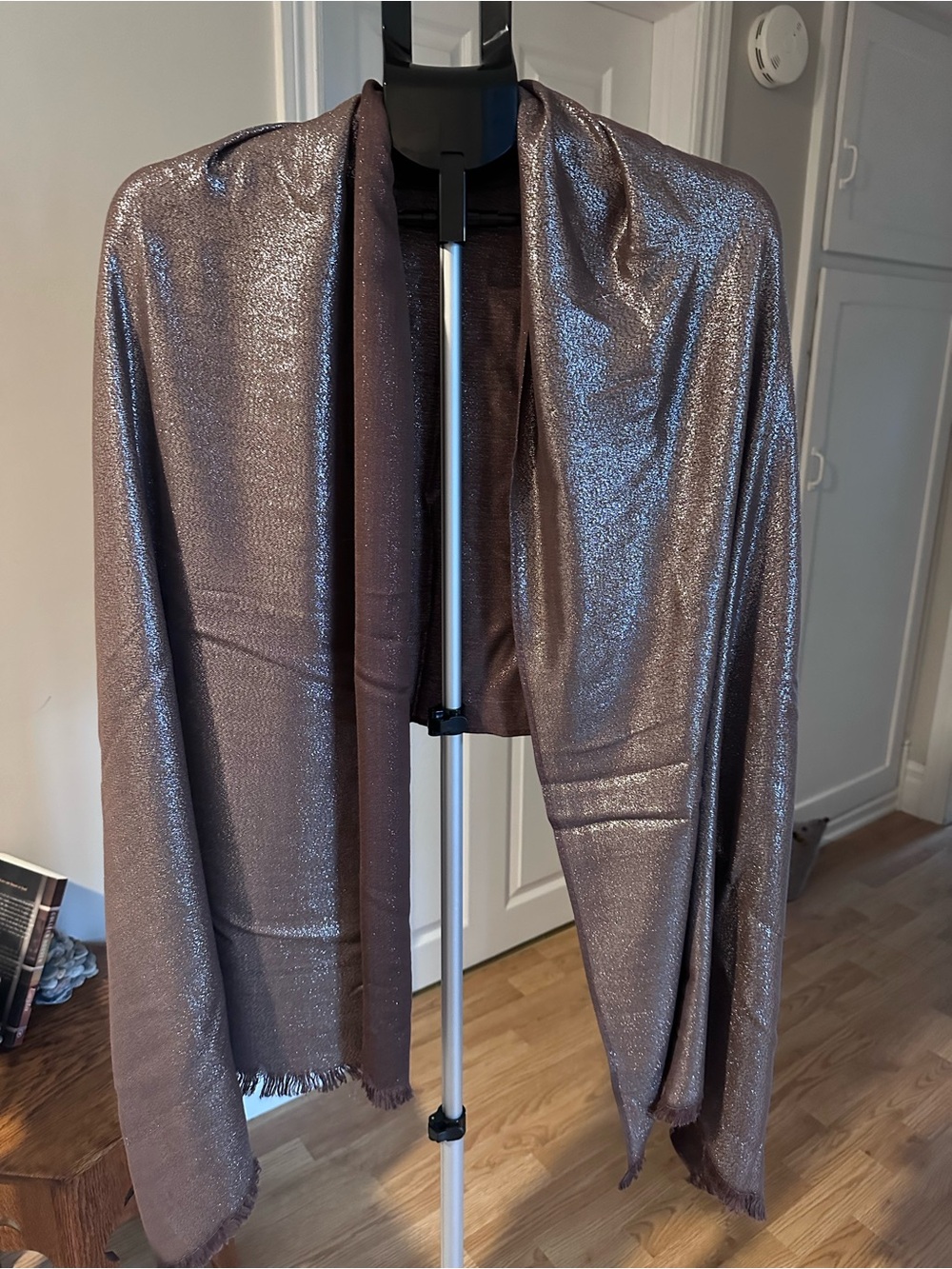 Source Unknown chocolate brow Metallic Brown Draped Shawl Jacket
